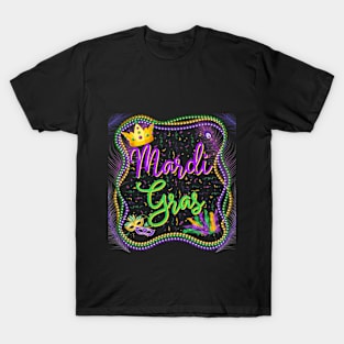 Colourful Mardi Gras Beads and Masks T-Shirt